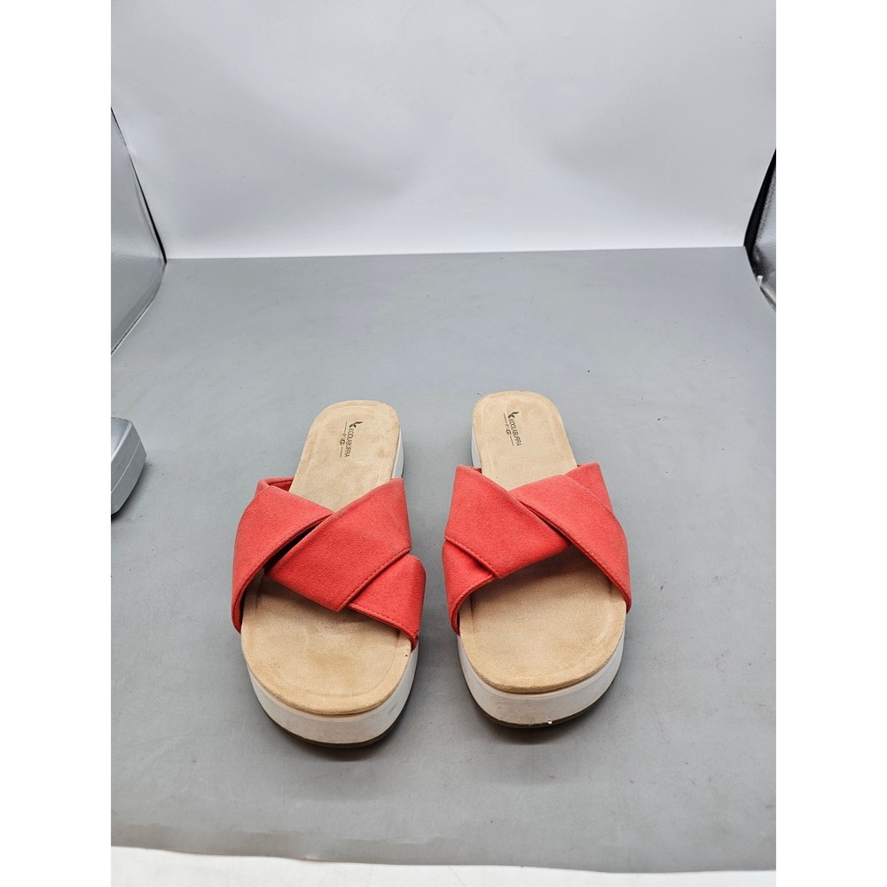Koolaburra by UGG Coral Red Crisscross Platform Slide Sandals Womens 9 1118683
